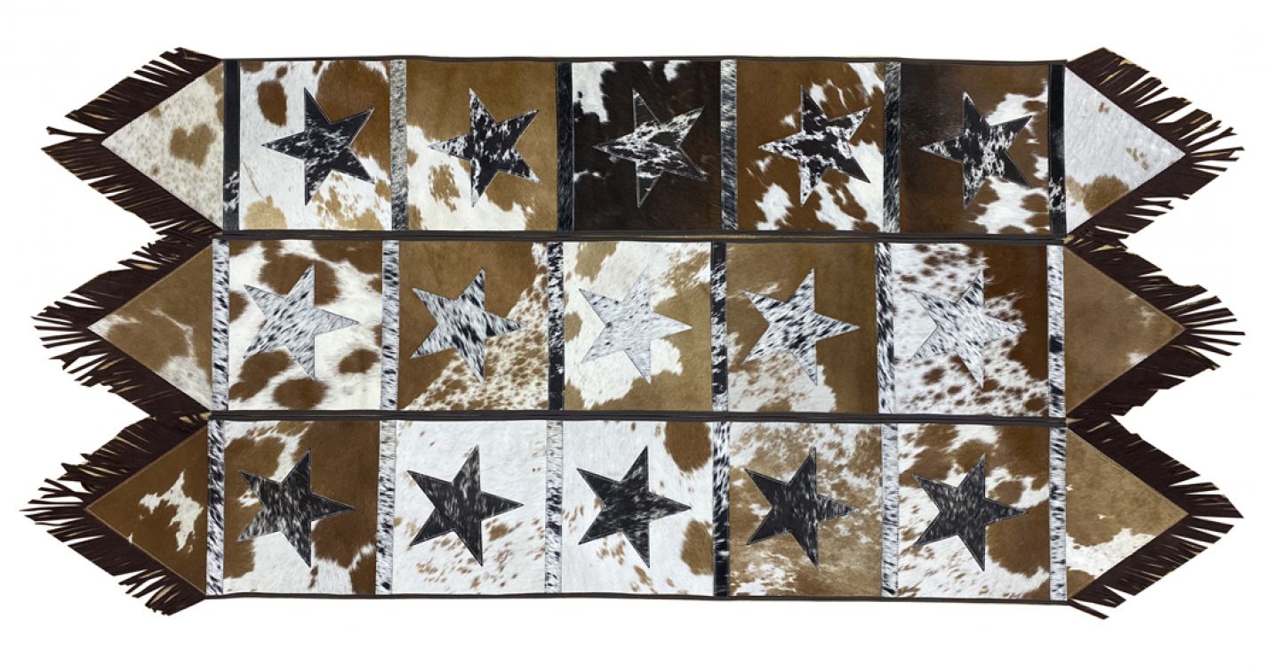 Hair on Cowhide Table Runners with Star Pattern