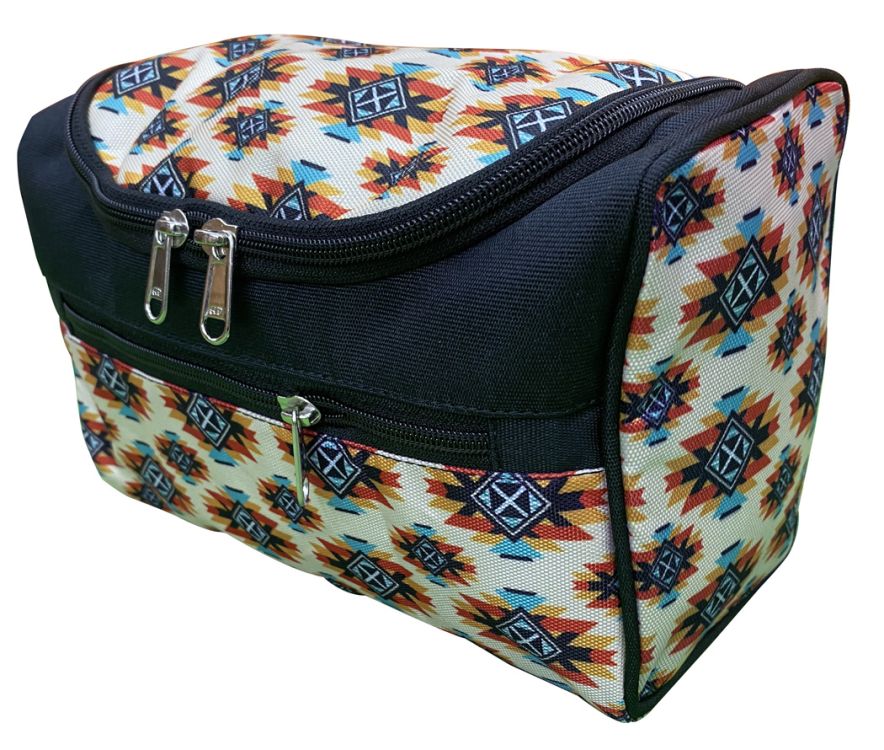 Showman Aztec Hanging Toiletry Bag - Cream, Yellow, Blue, and Red