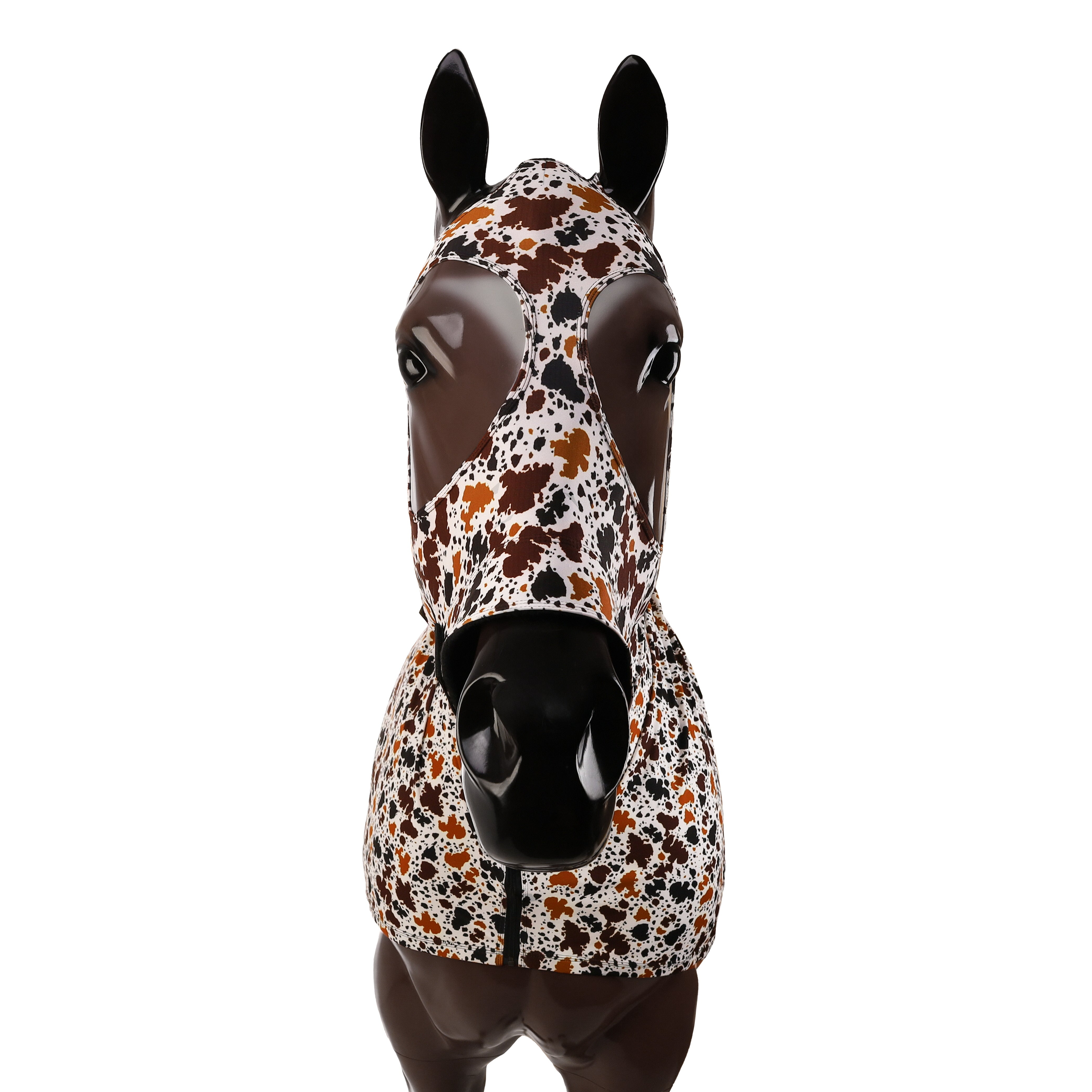 Showman Cow Print Zip-Up Lycra Hood
