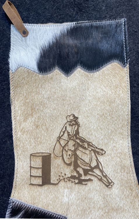 Showman Barrel Racer Natural Cowhide Christmas Stocking