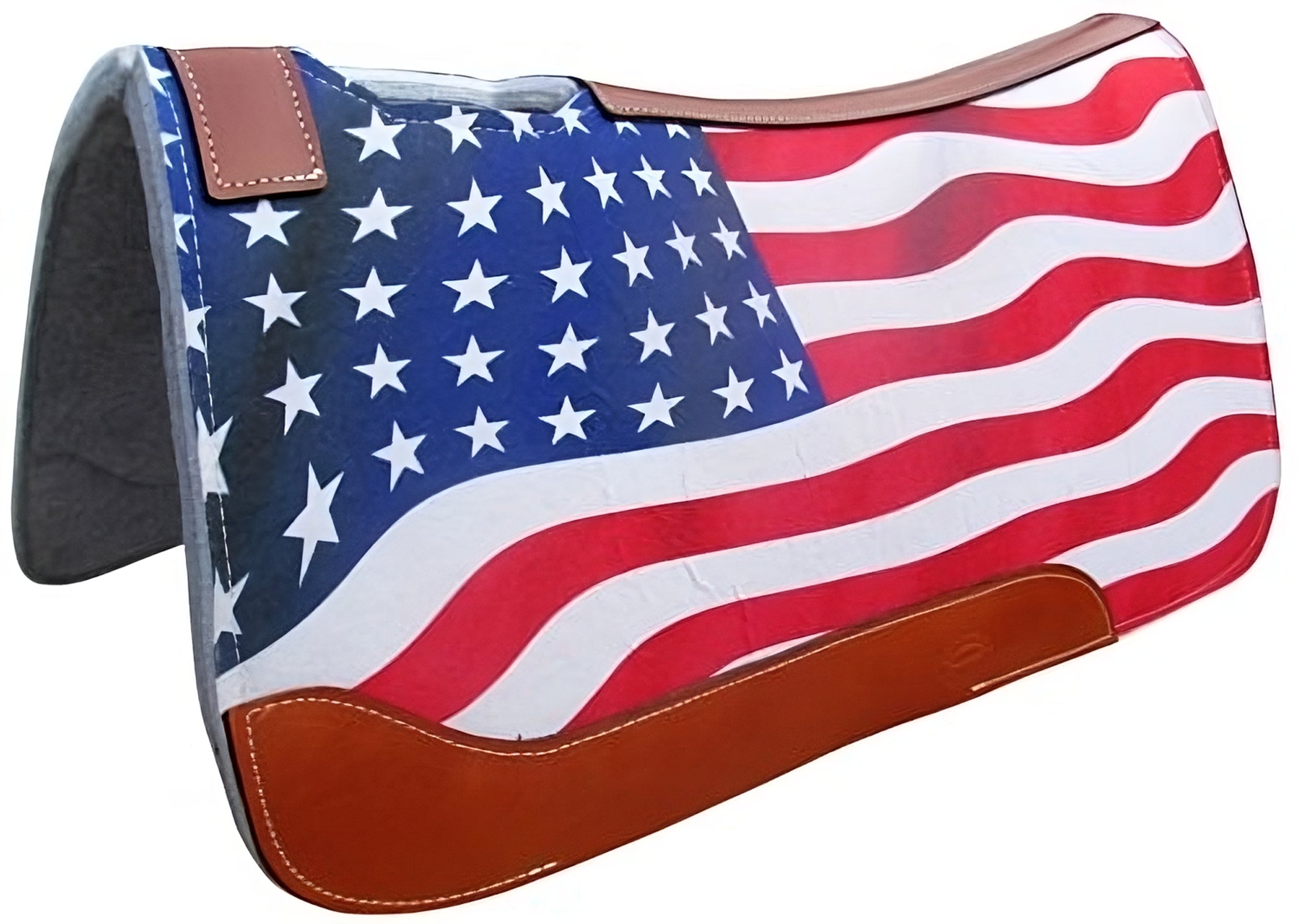 23061: Showman ® 31" X 32" American Flag Printed Solid Felt Saddle Pad Western Saddle Pad Showman