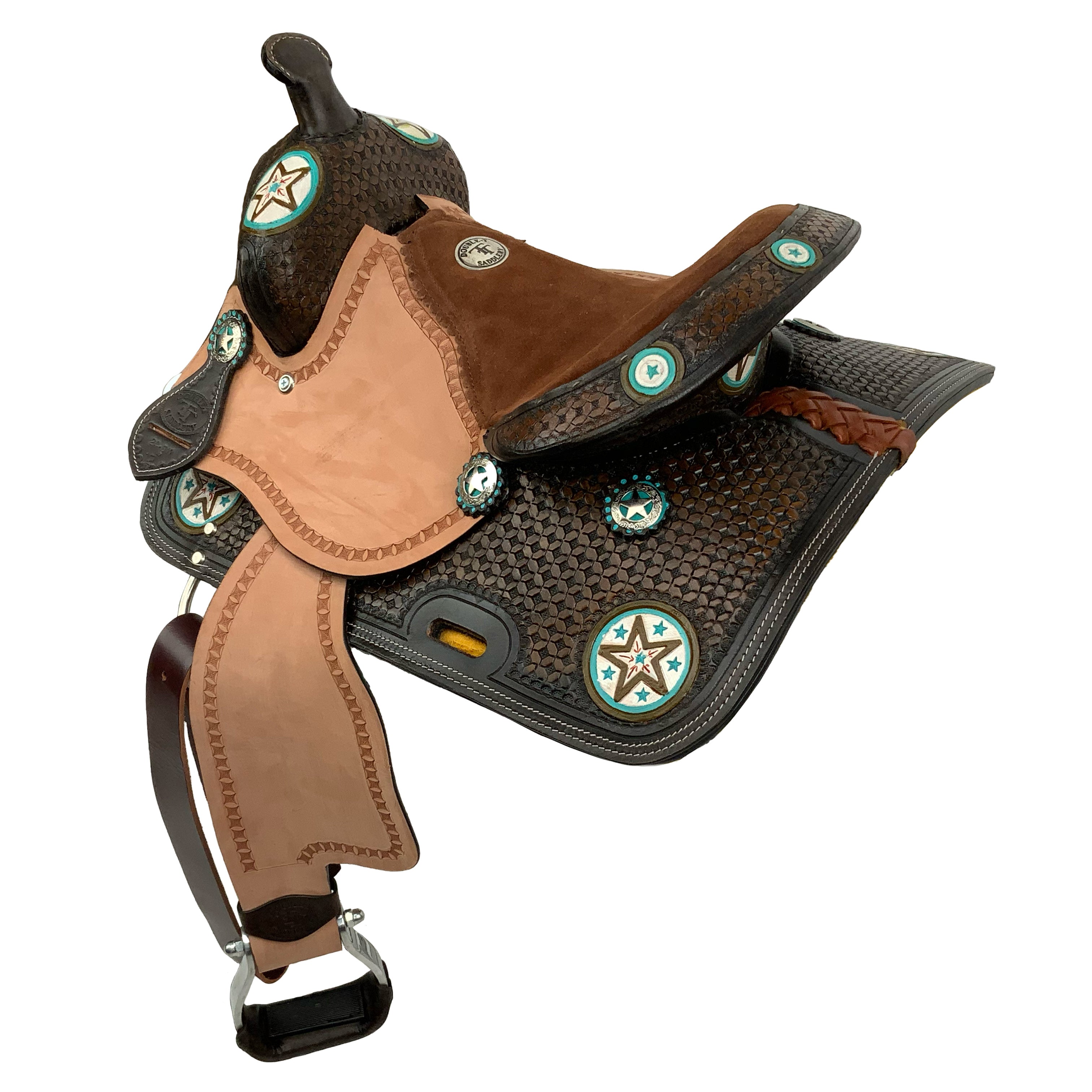 Double T Buckaroo Barrel Style Saddle Set - 12 Inch