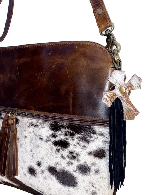 Showman Hair on Cowhide Cross Shaped Keychain