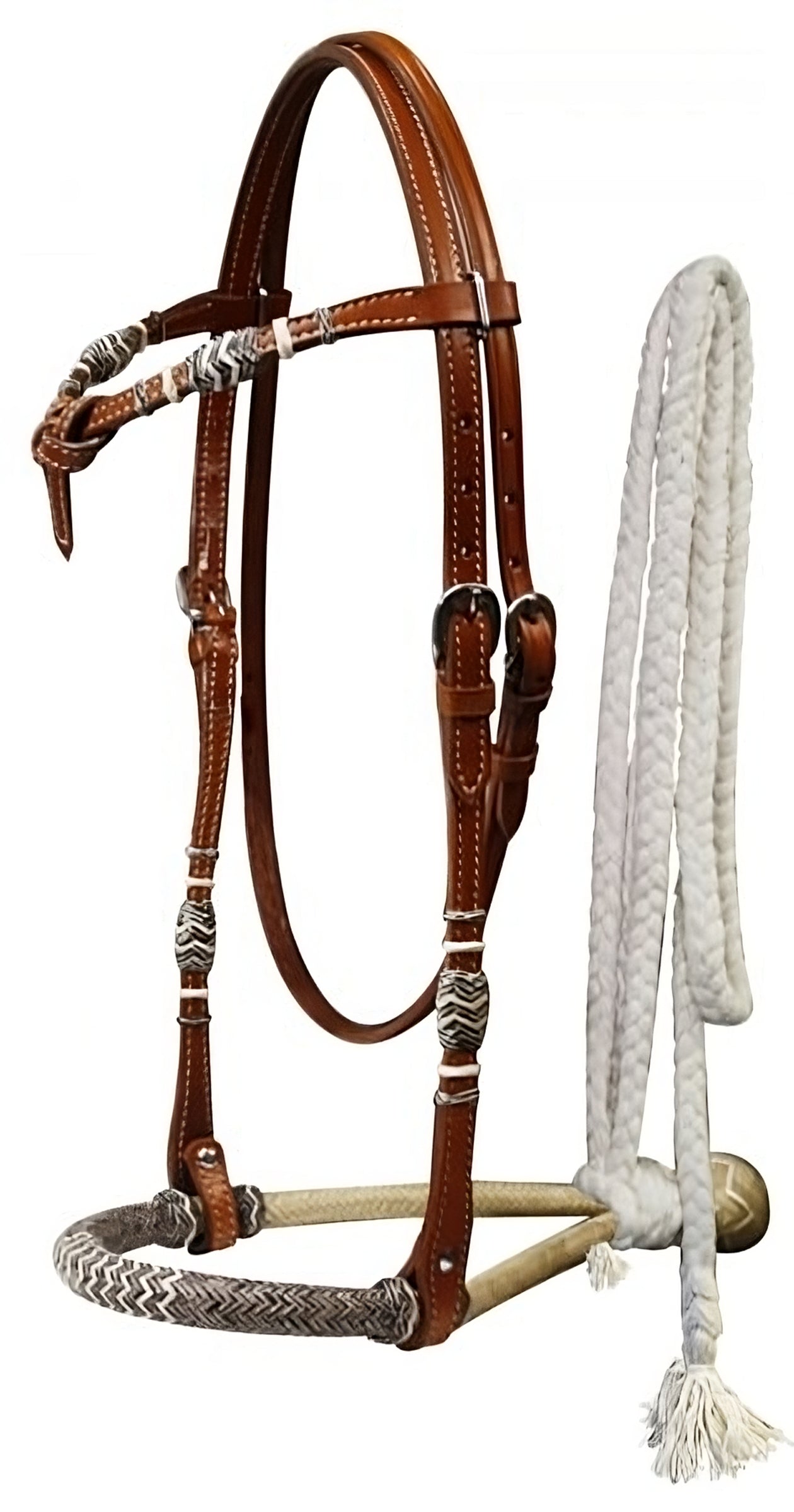 3311: Showman™ Fine quality rawhide core show bosal with a cotton mecate rein Headstall Showman