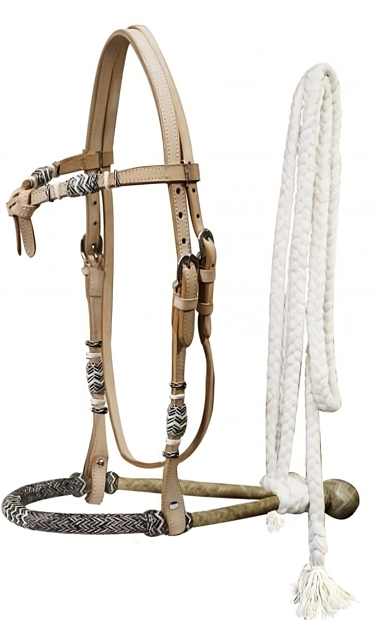 3311: Showman™ Fine quality rawhide core show bosal with a cotton mecate rein Headstall Showman