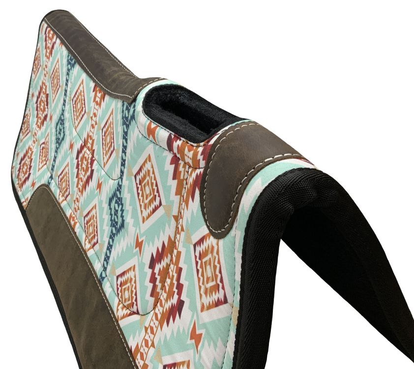 Showman 31" x 32" Nylon Printed Top Contoured Felt Bottom Saddle Pad - Aqua Aztec