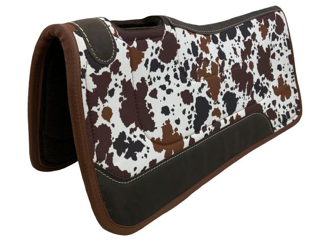 Showman 31" x 32" Nylon Printed Top Contoured Felt Bottom Saddle Pad - Cow Print