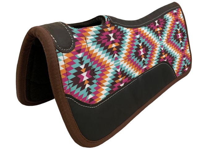 Showman 24" x 24" Pony Nylon Printed Top Contoured Felt Bottom Saddle Pad - Southwest Aztec