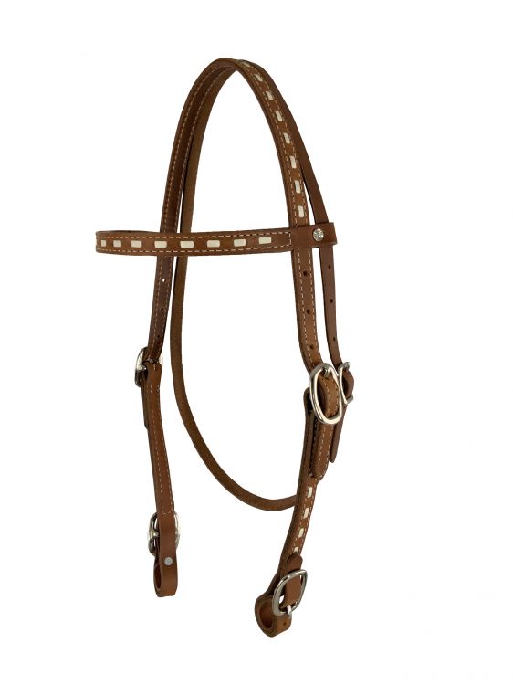 Showman Argentina Cow Leather buck stitched headstall with reins