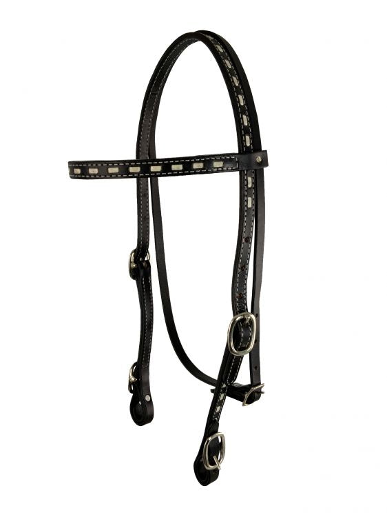 Showman Argentina Cow Leather buck stitched headstall with reins