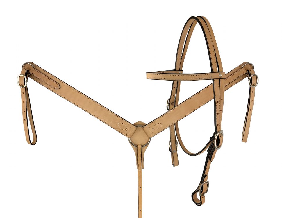 Showman Argentina Cow Leather headstall and breast collar set with reins