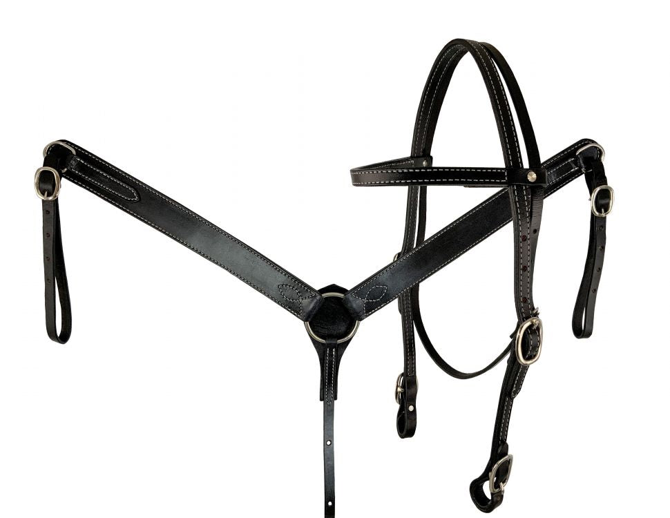 Showman Argentina Cow Leather headstall and breast collar set with reins