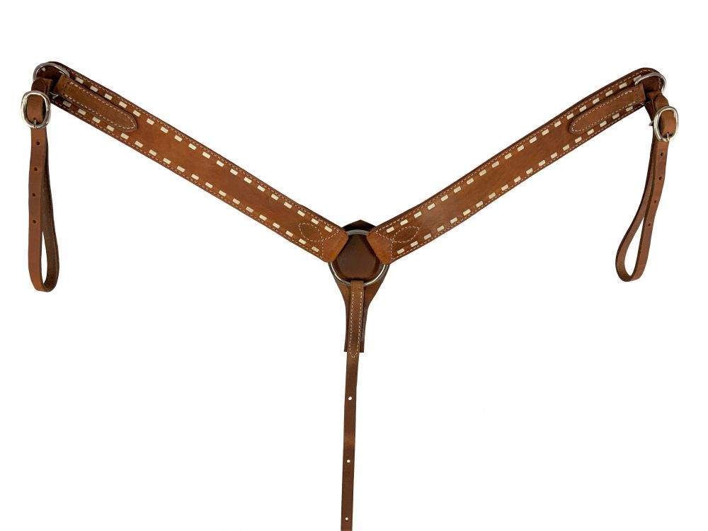 Showman Argentina Cow Leather buck stitched breast collar