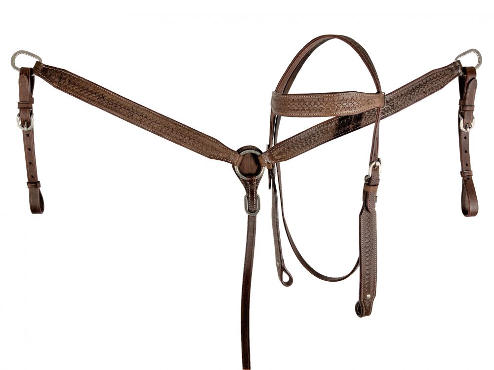 15" Economy Barrel Style Saddle Set with basket stamp tooling