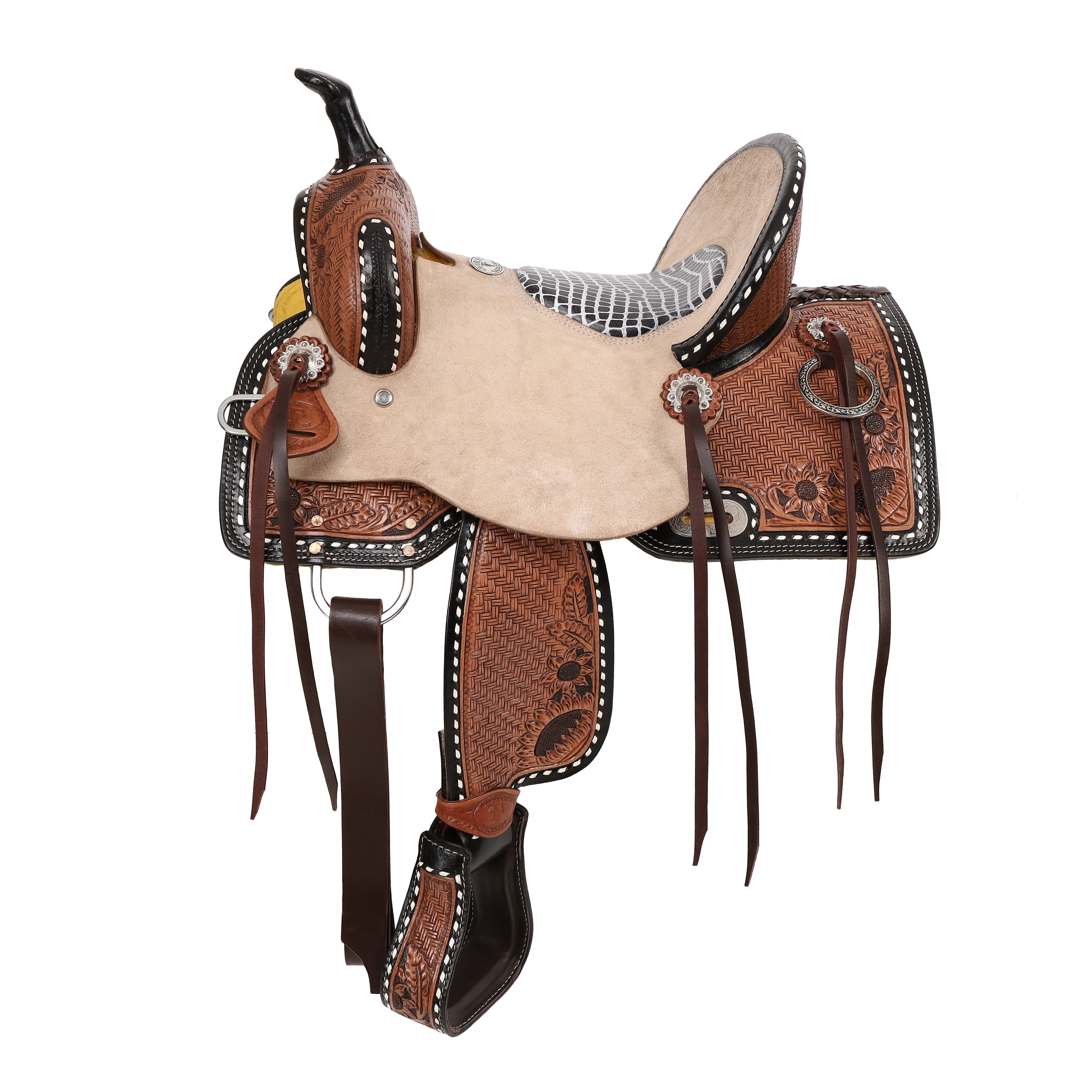 Double T Floral Weaves Barrel Style Saddle - 13 Inch