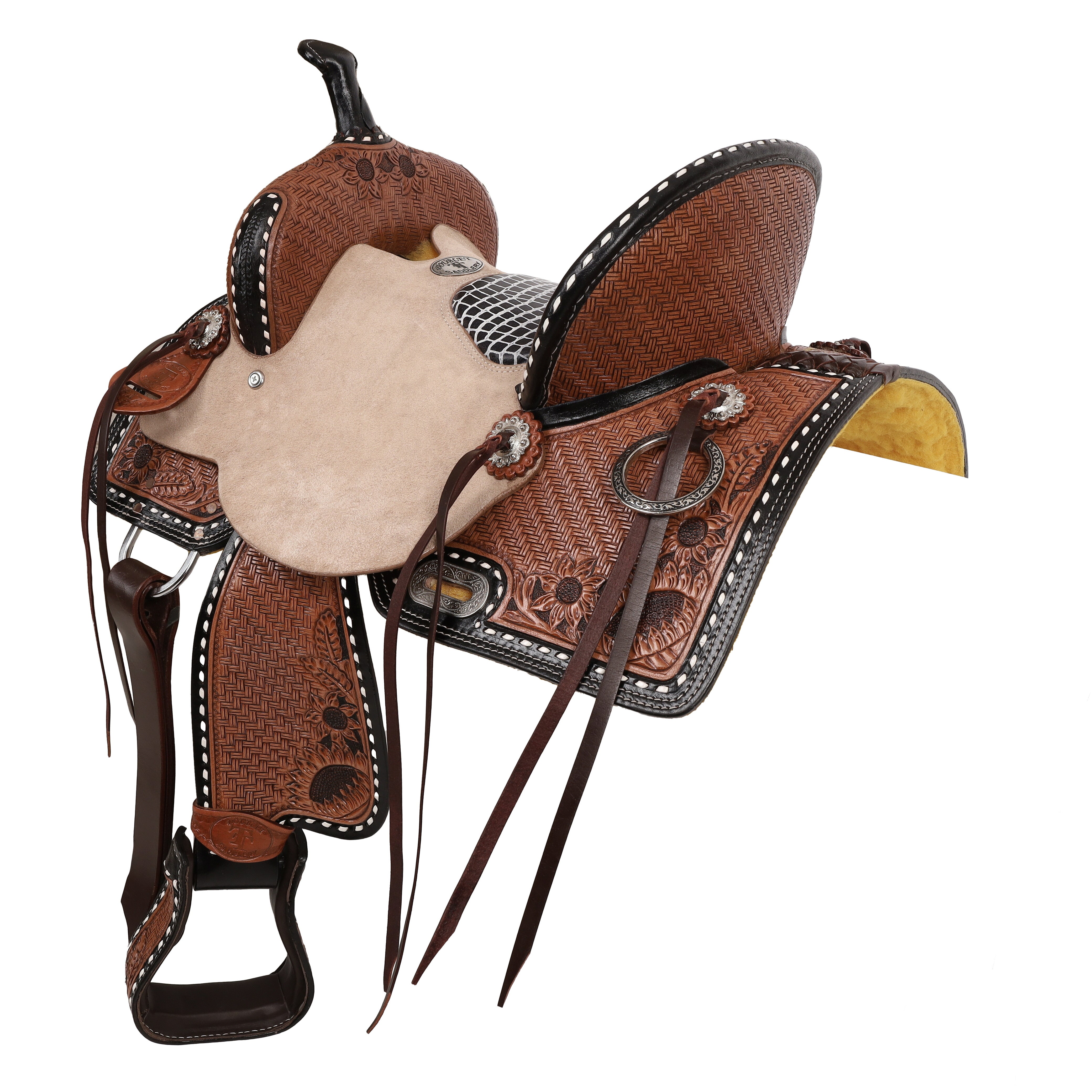 Double T Floral Weaves Barrel Style Saddle - 13 Inch