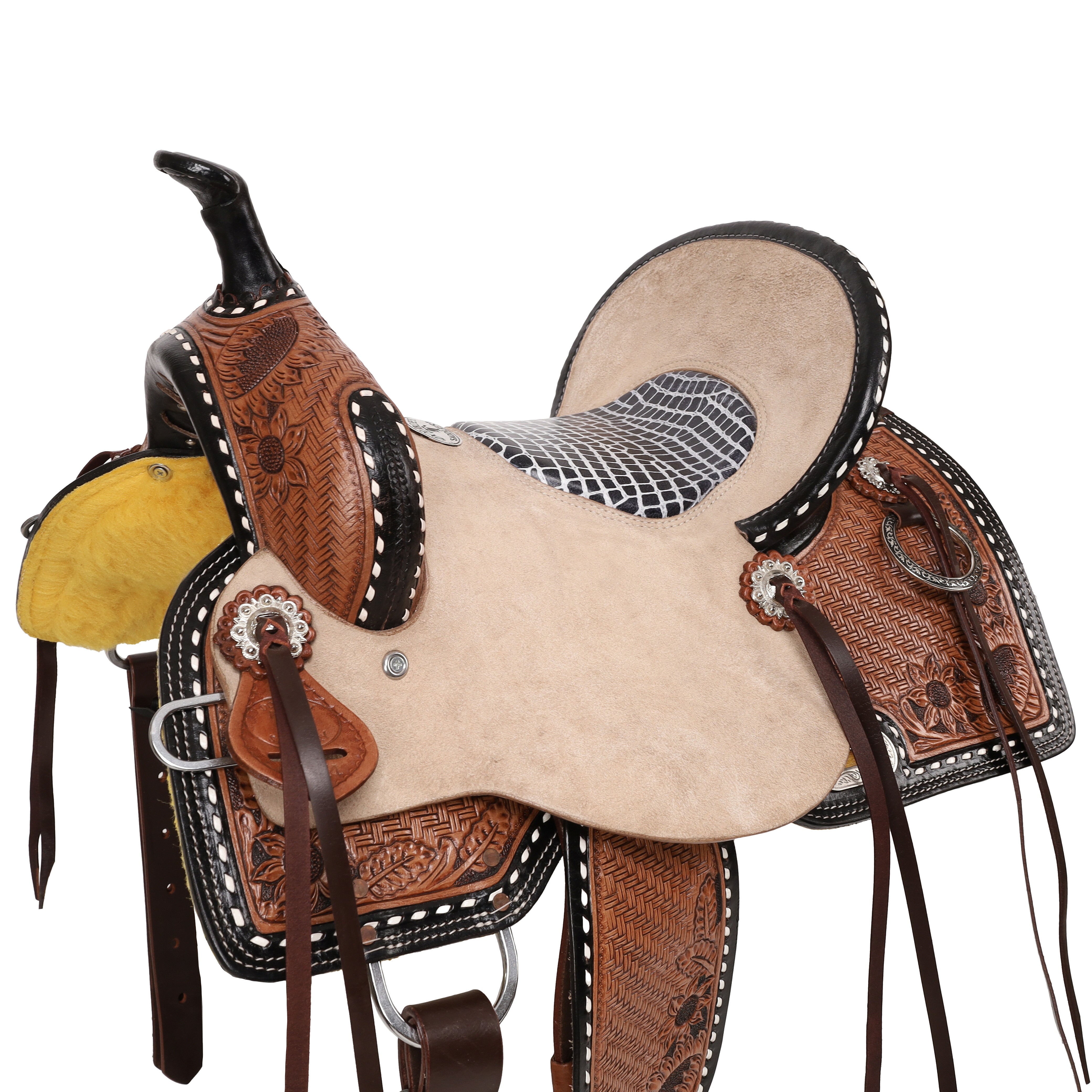 Double T Floral Weaves Barrel Style Saddle - 13 Inch