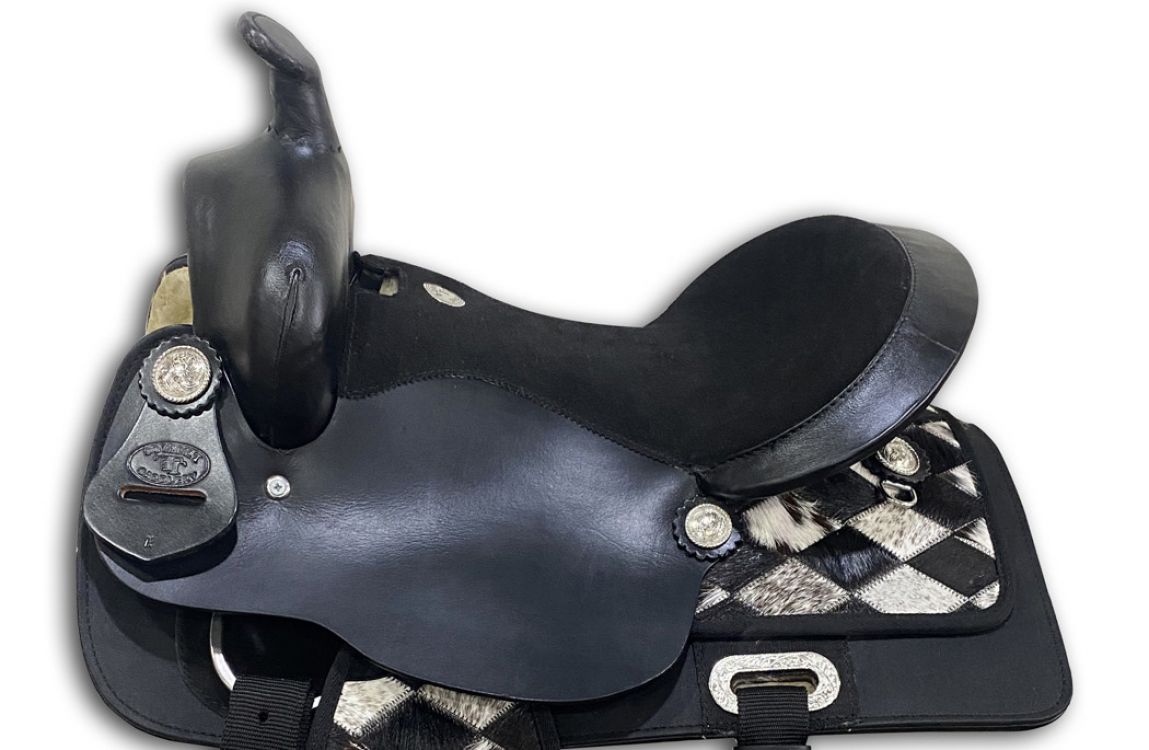 13" Double T Nylon Cordura Saddle with Suede Leather Seat and Leather Jockeys