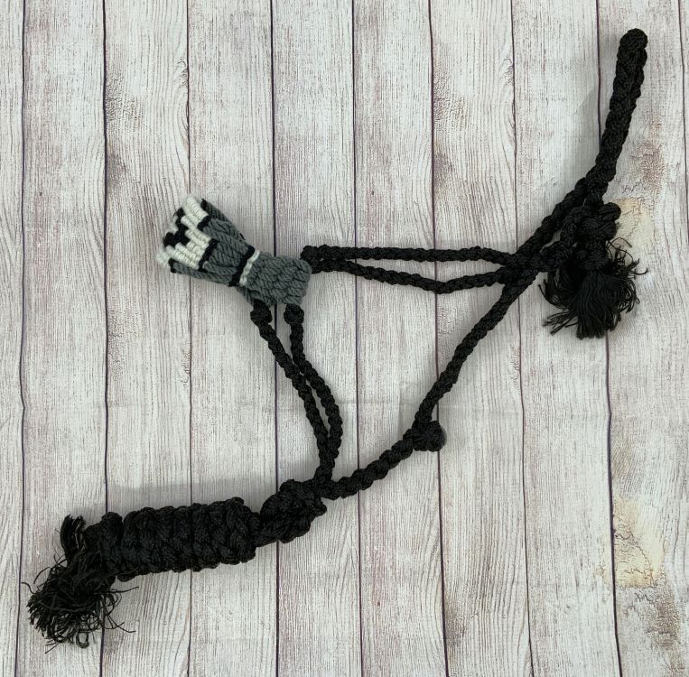 Showman Black Nylon Mule Tape Halter with Mohair Noseband
