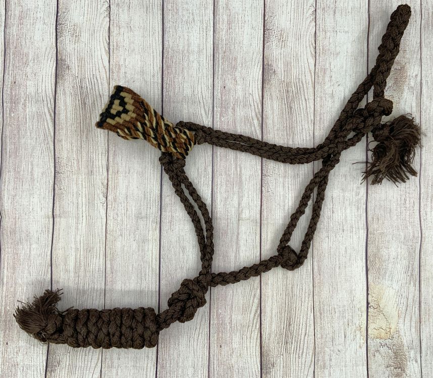 Showman Brown Nylon Mule Tape Halter with Mohair Noseband