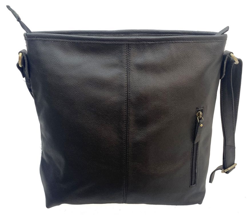 Klassy Cowgirl Leather Conceal Carry Bag with diamond pattern hair on cowhide