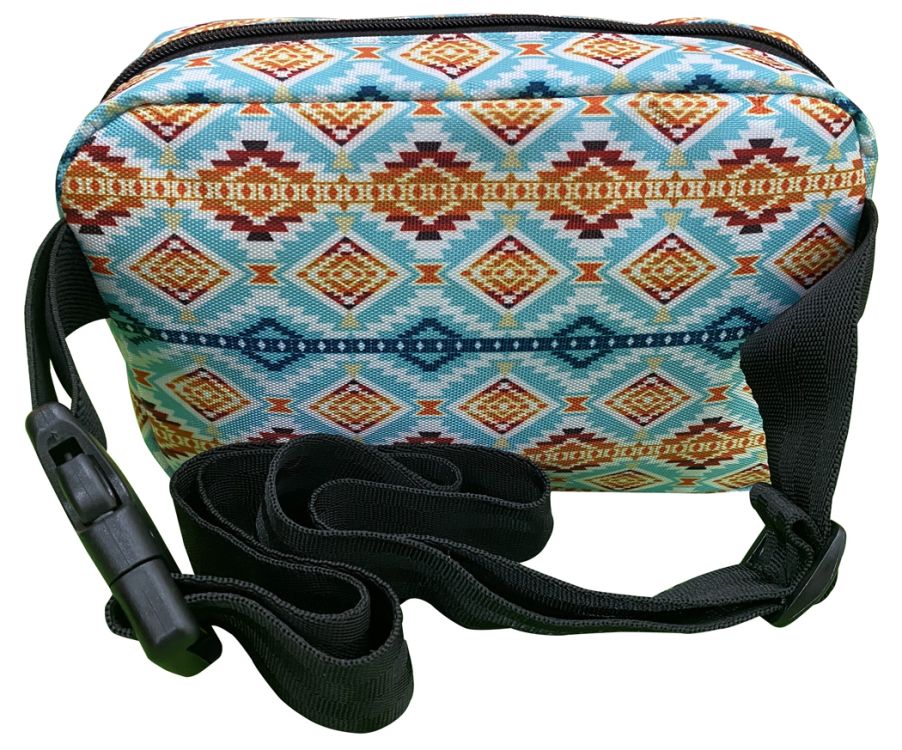 Showman Aztec Nylon Belt Bag - Blue/Orange/Teal