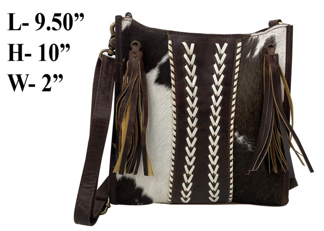 Klassy Cowgirl Hair on Cowhide Leather Conceal Carry Crossbody Bag