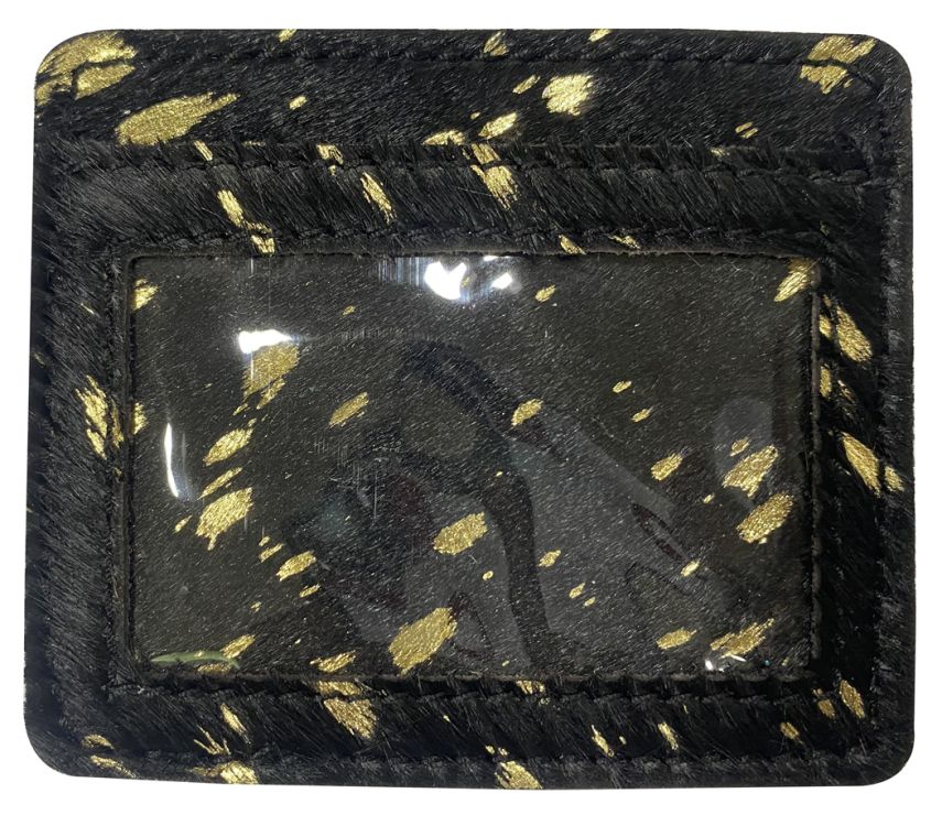 Black and Gold Acid Wash Hair on Cowhide Slim Card Wallet