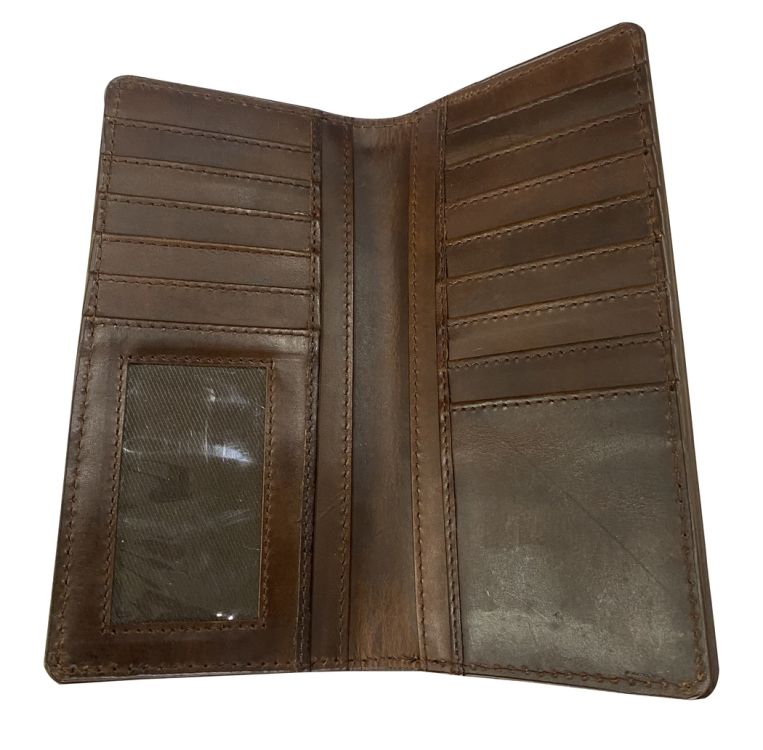 Brown Faux Alligator Hair on Cowhide Bi-fold Wallet
