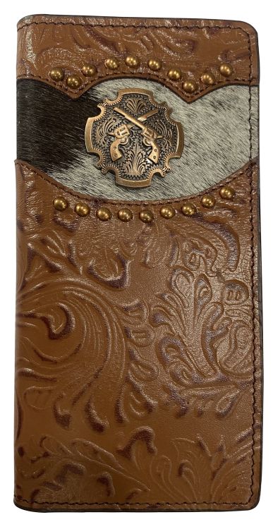 Medium Floral Tooled Hair on Cowhide Rodeo Bi-fold Wallet