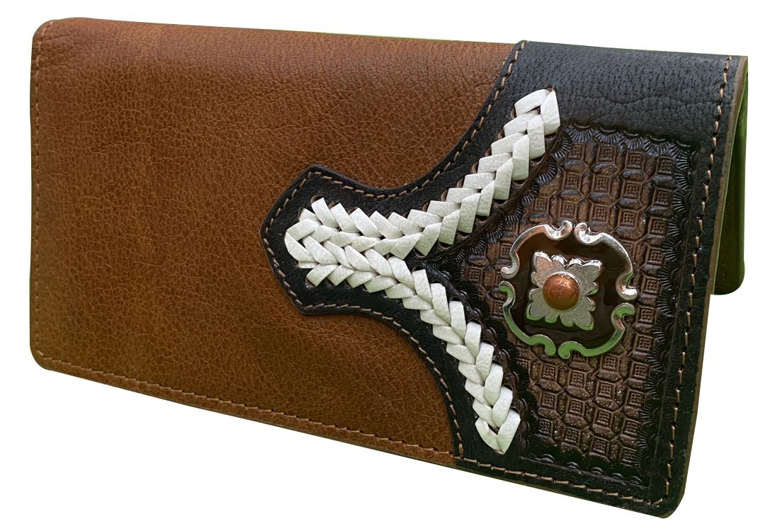 Two-Tone Brown Rodeo Style Leather Bi-fold Wallet - TexanSaddles.com