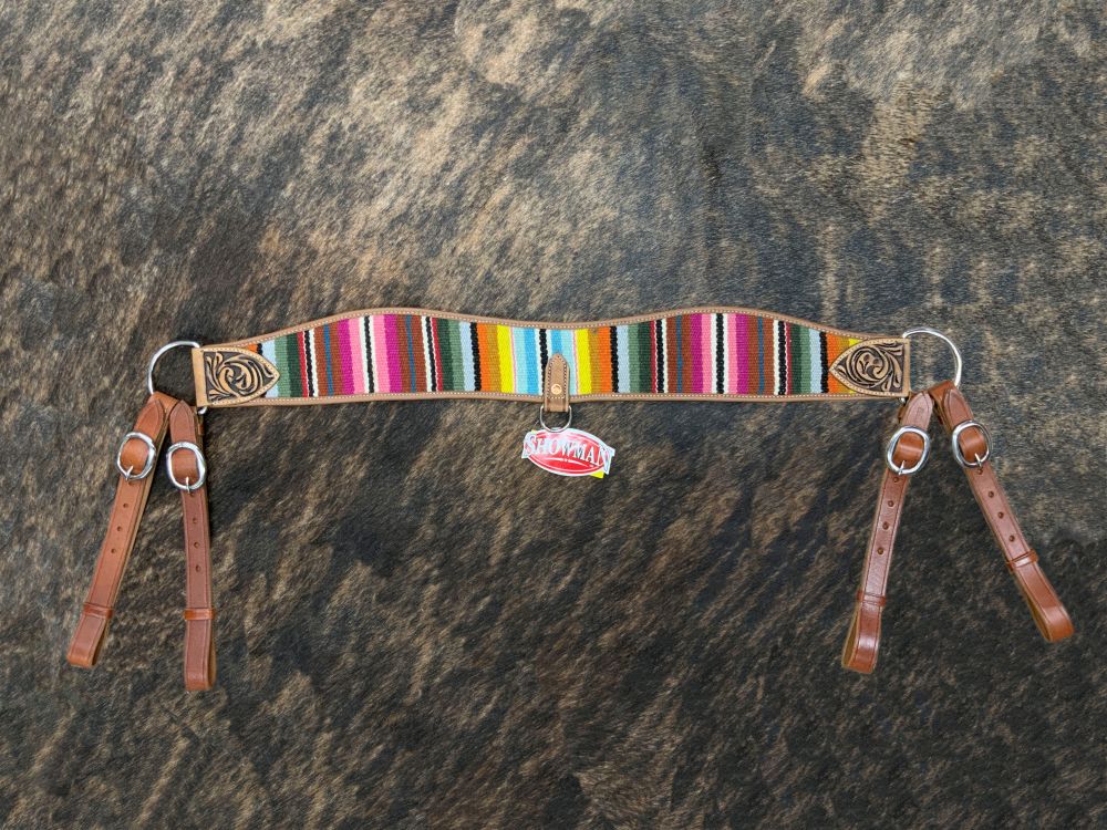 Showman Medium Oil Leather Tripping Collar with Wool Serape Saddle Blanket Inlay