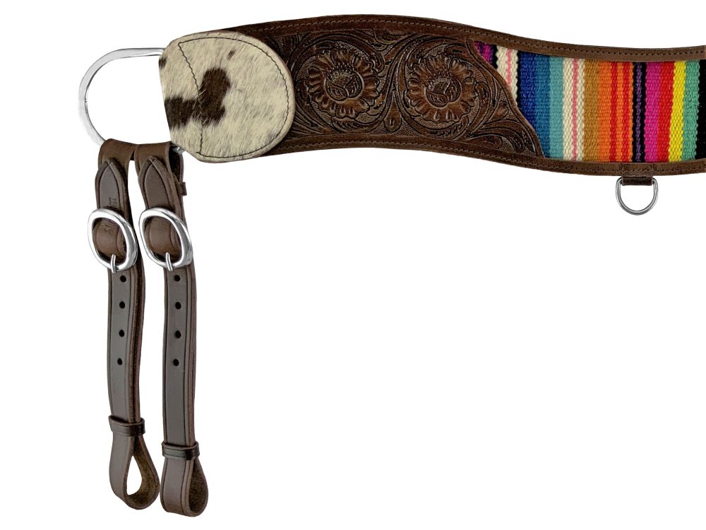 Showman Tooled Dark Leather Tripping Collar with Wool Serape Saddle Blanket Inlay