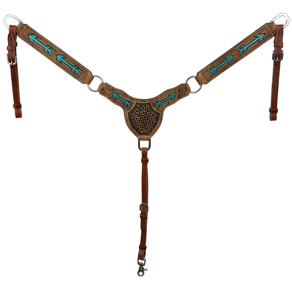 Showman Teal Arrows Browband Headstall and Breastcollar Set