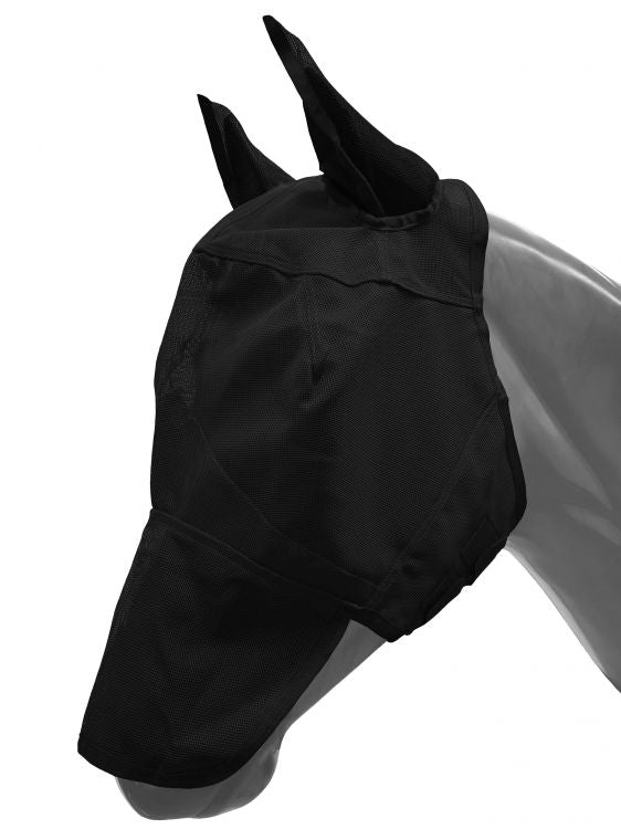 Showman Long Nose Mesh Rip Resistant Fly Mask with Ears and Velcro Closure