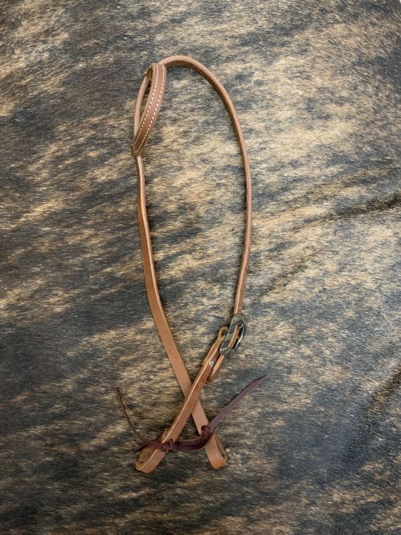 Showman Argentina Cow Leather One Ear Headstall with Silver Engraved Overlayed Buckle