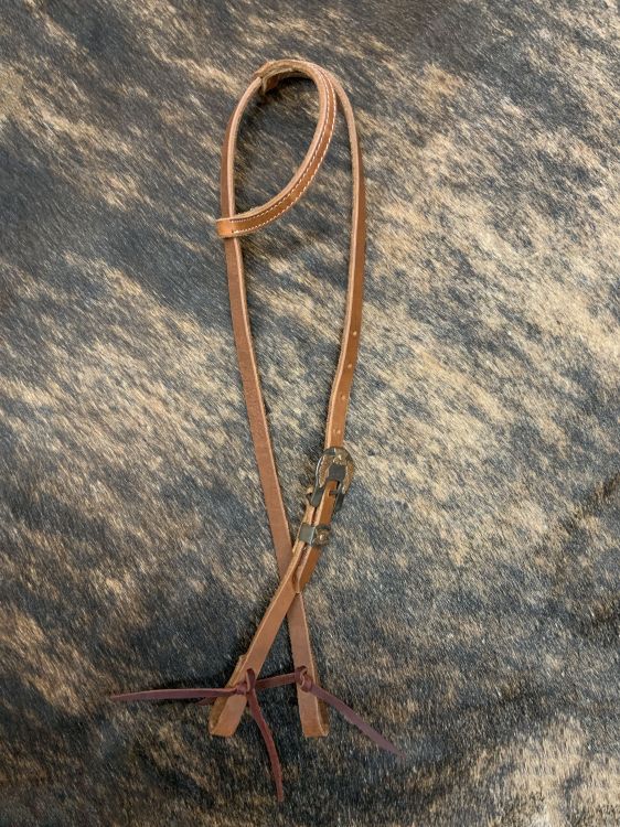 Showman Argentina Cow Leather One Ear Headstall with Copper Floral Overlayed Buckle