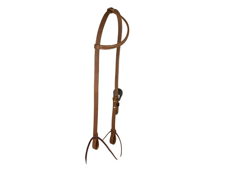 Showman Argentina Cow Leather One Ear Headstall With Gold Engraved Overlayed Buckle