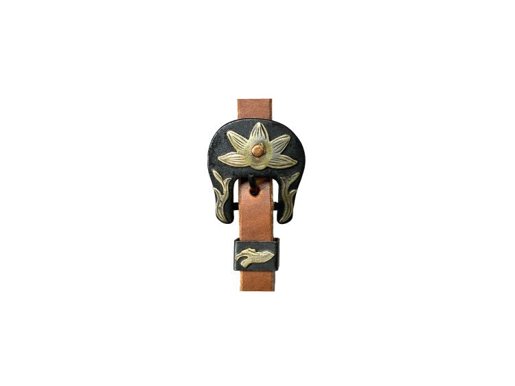 Showman Argentina Cow Leather One Ear Headstall With Gold and Copper Engraved Overlayed Buckle
