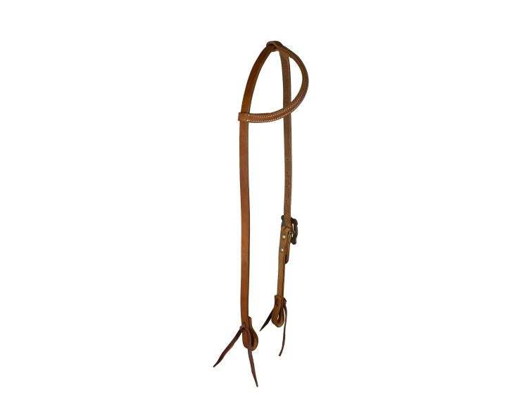 Showman Argentina Cow Leather One Ear Headstall With Silver and Copper Overlayed Buckle - Lady/Card Suites