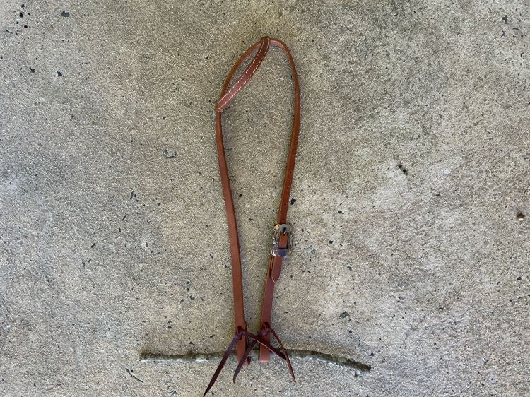 Showman Argentina Cow Leather One Ear Headstall With Silver and Copper Overlayed Buckle - Lady/Card Suites