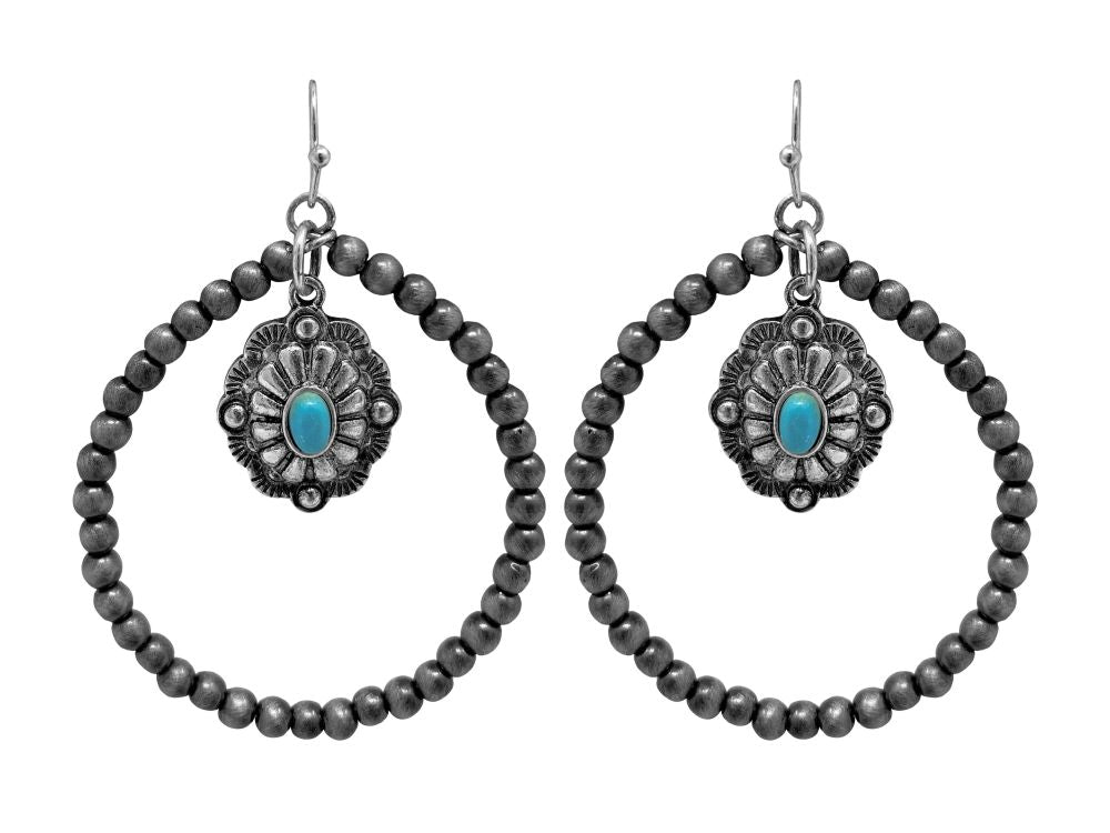 Western Silver Tone Najova Beaded Hoop Earrings