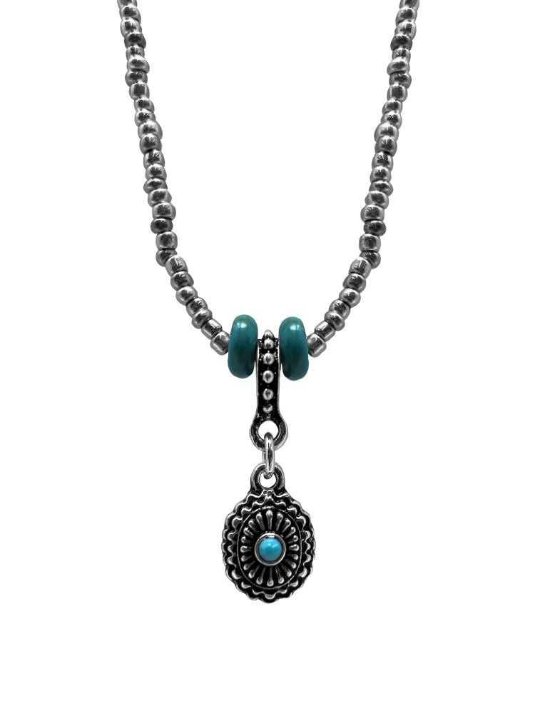 Turquoise Stone Teardrop Choker Style Necklace