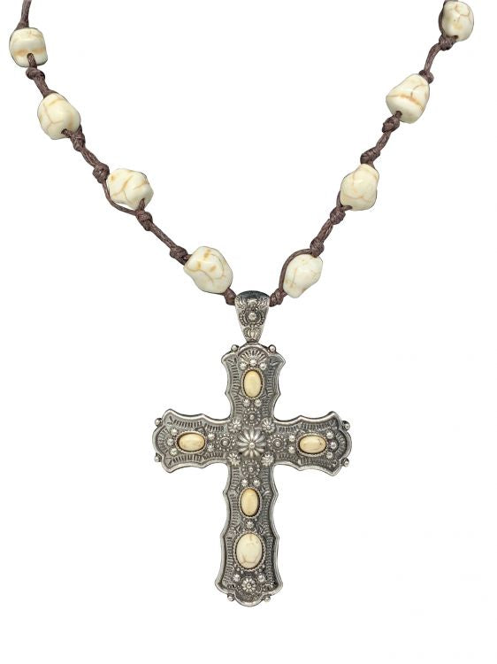Natural Stone cross earring and necklace set