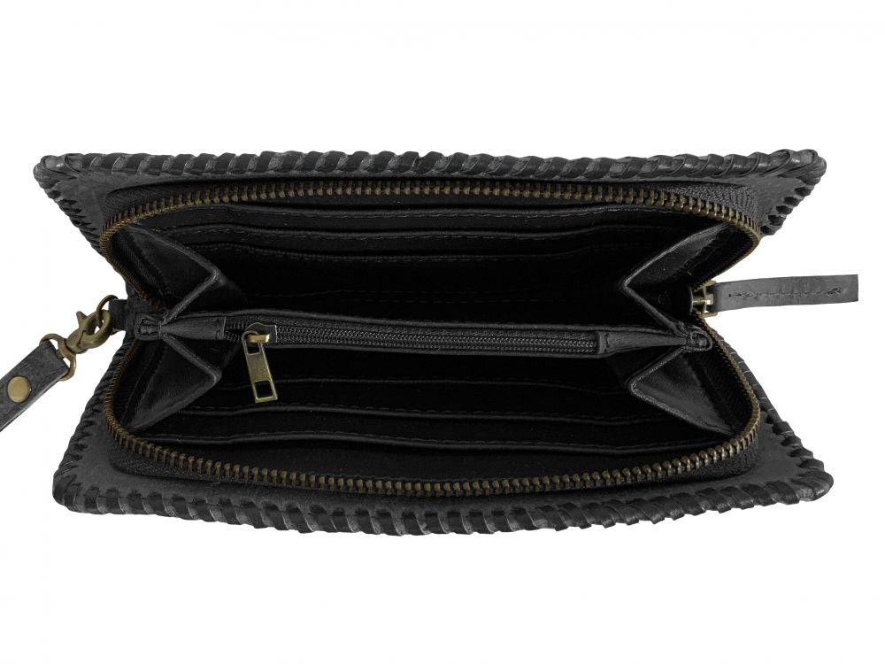 Showman Black and white hair on Cowhide Clutch Wallet