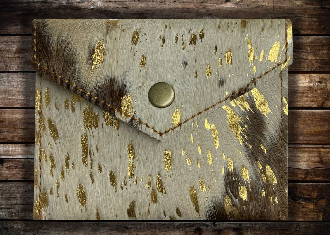 Showman Hair on Cowhide Gold Acid Wash Coin Wallet