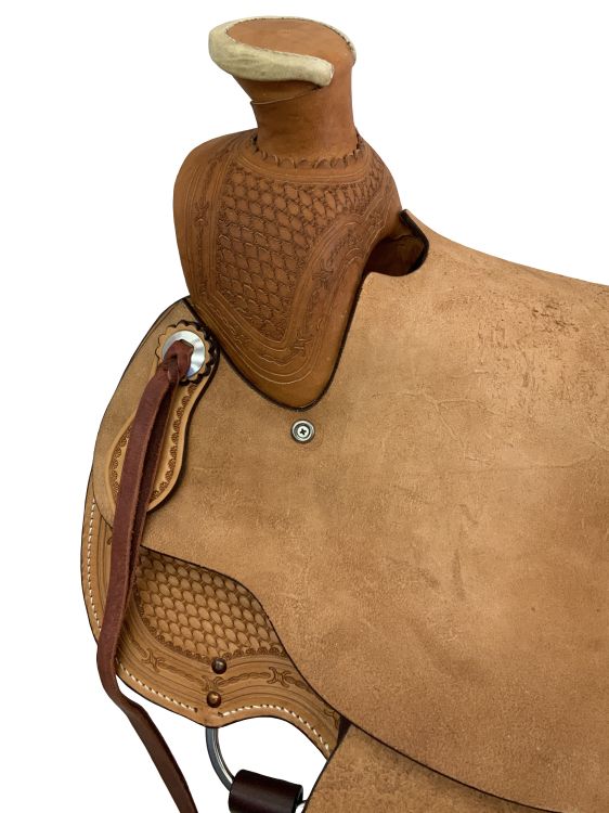 Argentina Cow Leather Roughout Western Roper Saddle - 16 Inch