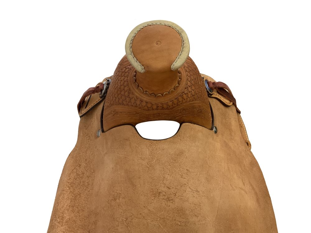 Argentina Cow Leather Roughout Western Roper Saddle - 16 Inch