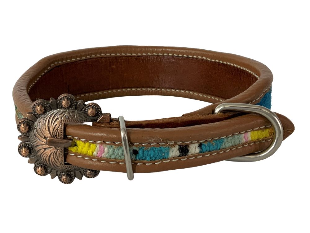 Showman Couture Wool Serape Saddle Blanket Medium Leather Dog Collar