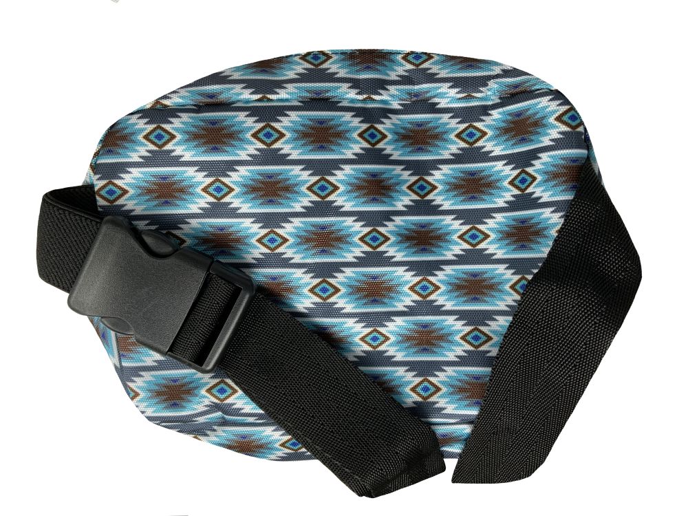 Showman Aztec Nylon Belt Bag - Gray/Brown/Blue